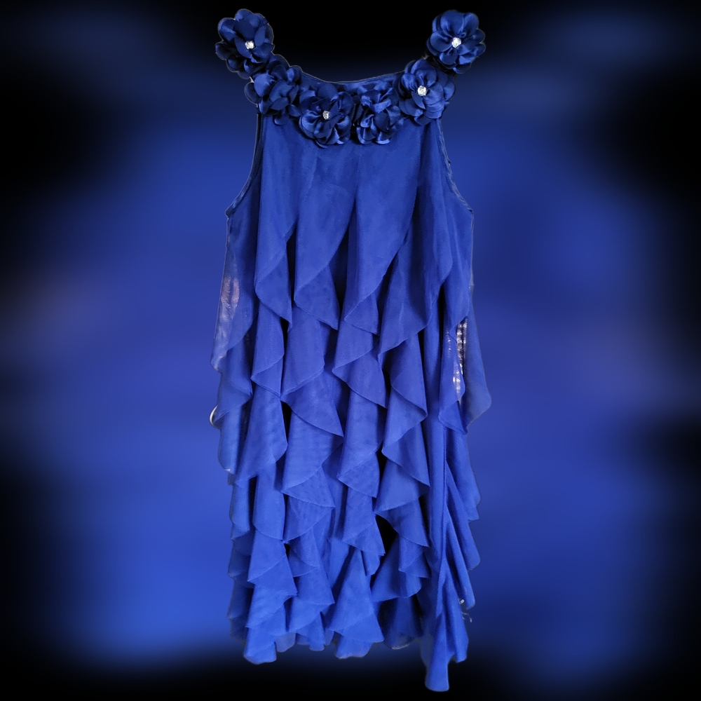 Girls size 10 ruffle Royal Blue Dress